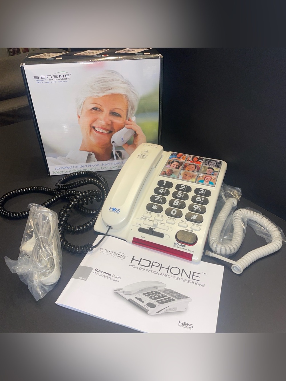 Serene Innovations HD-40P HD Amplified Photo Large Push Button Phone. Loud.